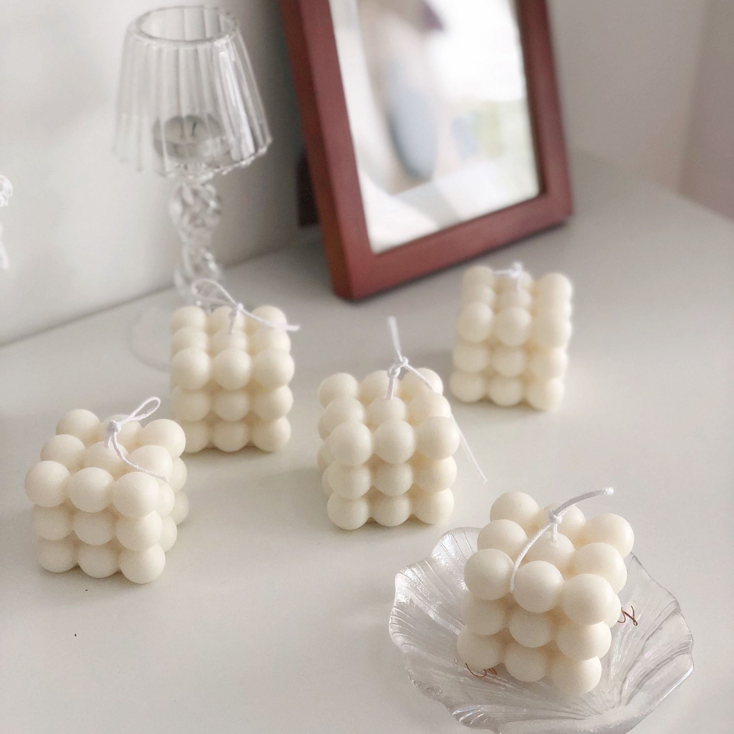 Skorter | Cube Soy Wax White Candle