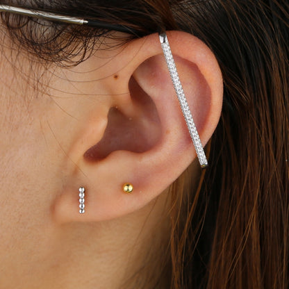 Skorter | 1 piece ear white rainbow cz rectangle cuff earring