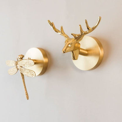 Skorter | Brass Animal Wall Hook Rack Gold Accents