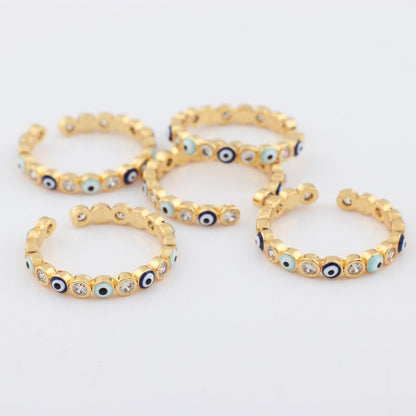 Skorter | Bohemian Rainbow Evil Eye Rhinestone Filled Gold Rings