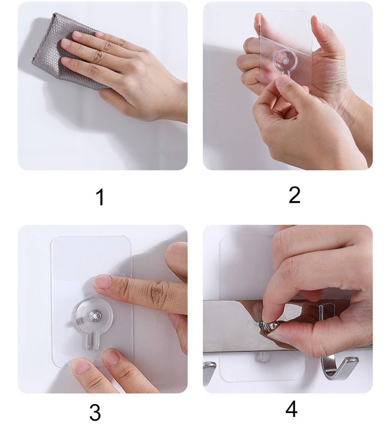 Skorter | 10 pieces heavy-duty punch-free transparent adhesive hooks