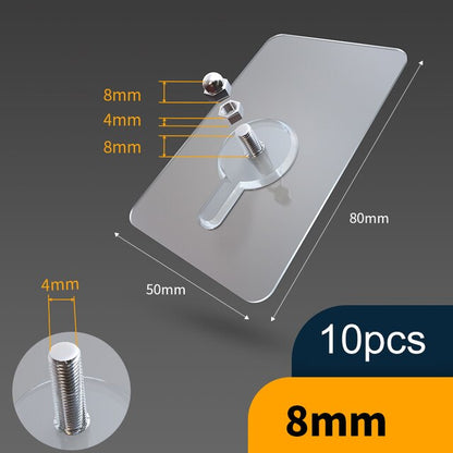Skorter | 10 pieces heavy-duty punch-free transparent adhesive hooks