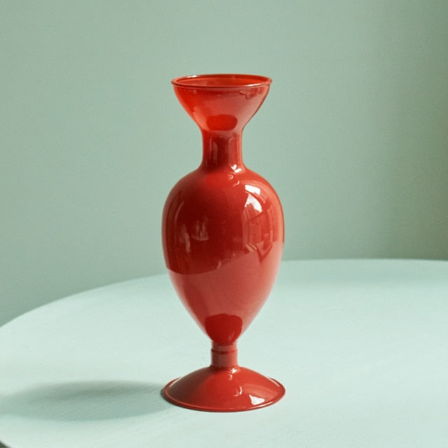 Skorter | Cherry Red Glass Stick Candle Holder & Vases