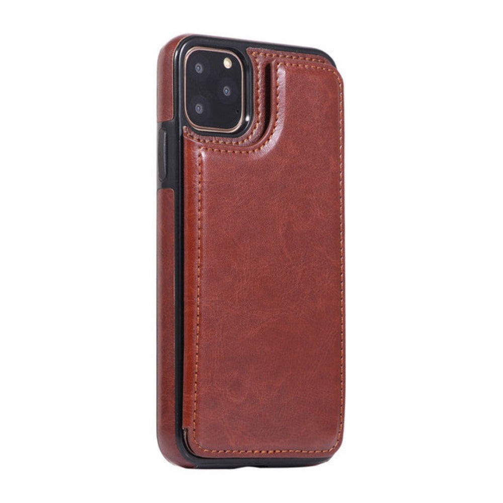 Skorter | Retro Theme Vegan Leather Flip Wallet Case for iPhone 11 to 15