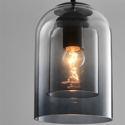 Skorter | Mica Mid-Century Pendant Lamp – Double Glass Shade with Iron Fittings