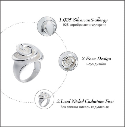Skørter | SA SILVERAGE Genuine 925 Sterling Silver Rose Wedding Rings Flower Fine Jewelry 925 Sterling-Silver-Jewelry Ring for women