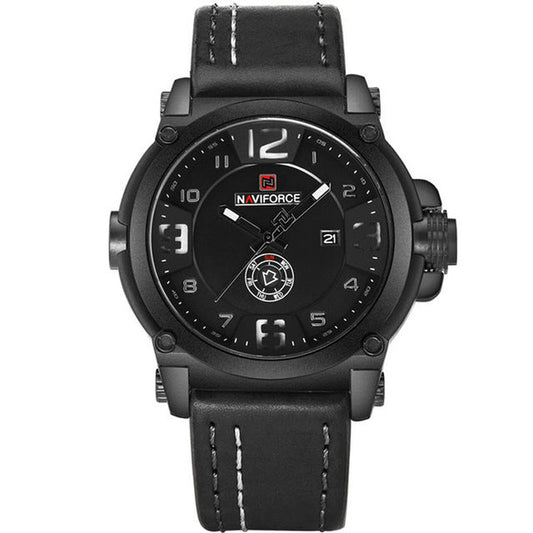 Skorter | NAVIFORCE Men's Watches Top Brand Luxury Sport Quartz-Watch Leather Strap Clock Men Waterproof Wristwatch relogio masculino 9099