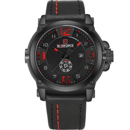 Skorter | NAVIFORCE Men's Watches Top Brand Luxury Sport Quartz-Watch Leather Strap Clock Men Waterproof Wristwatch relogio masculino 9099