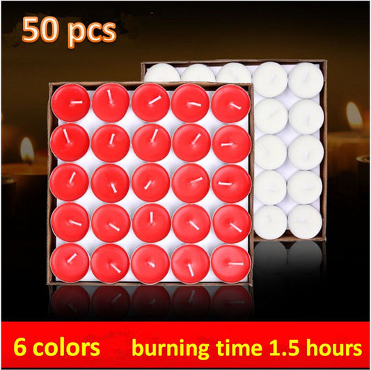 Skørter | 50pcs aroma lamp scented candles wax tealights romantic light smokeless 6 colors burn time 2 hours