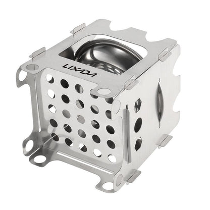 Skorter | Rocket Stove Folding Wood Camping with Alcohol Tray Stainless Steel