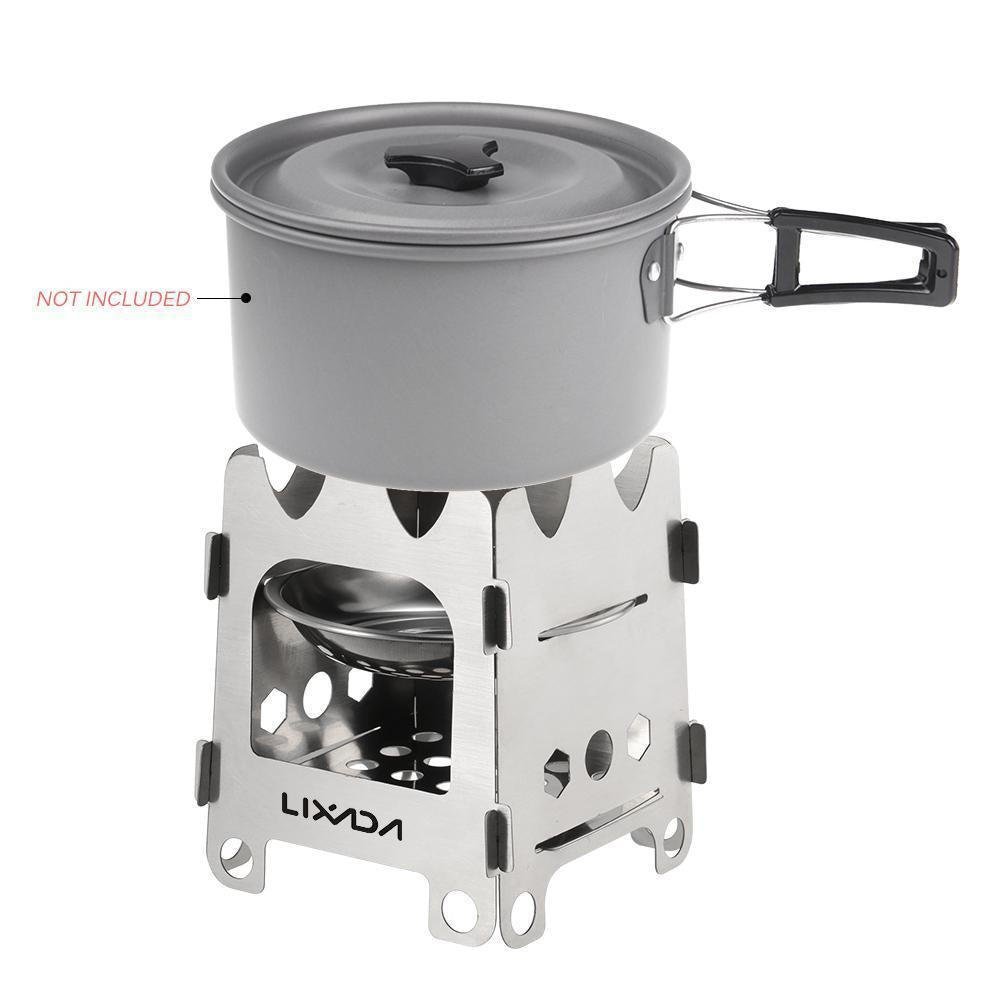 Skorter | Rocket Stove Folding Wood Camping with Alcohol Tray Stainless Steel