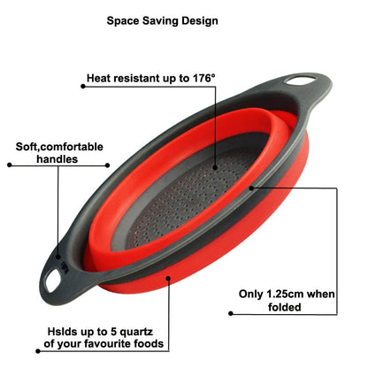 Skorter | 2 Piece: Collapsible Silicon Kitchen Strainer / Washing Basket