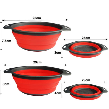 Skorter | 2 Piece: Collapsible Silicon Kitchen Strainer / Washing Basket