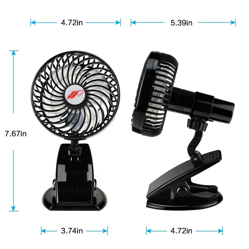 Skørter | Mini Mute Clamp Fan Rechargeable Silent 4 Blades Stroller Fans Portable Air Cooling 3 Speeds Desktop USB Fan with USB Output