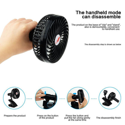 Skørter | Mini Mute Clamp Fan Rechargeable Silent 4 Blades Stroller Fans Portable Air Cooling 3 Speeds Desktop USB Fan with USB Output