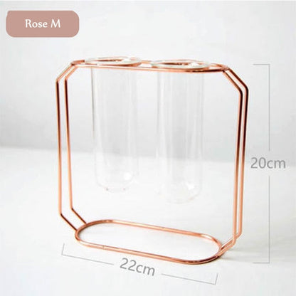 Skorter | 1Set Nordic Style Glass Iron Art Vase Rose Gold