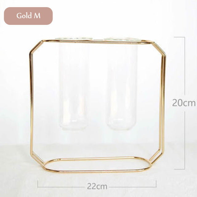 Skorter | 1Set Nordic Style Glass Iron Art Vase Rose Gold