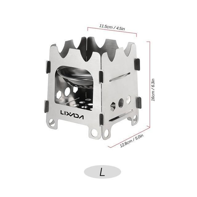 Skorter | Rocket Stove Folding Wood Camping with Alcohol Tray Stainless Steel