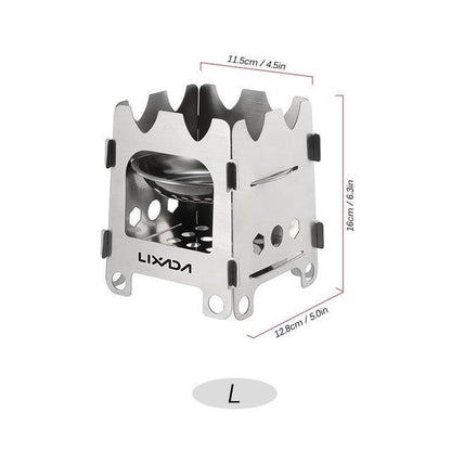 Skorter | Rocket Stove Folding Wood Camping with Alcohol Tray Stainless Steel