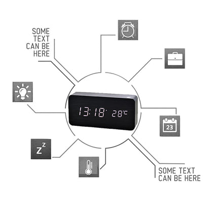 Skorter | Desk Dark Wooden Digital Alarm Clock with Temperature Display