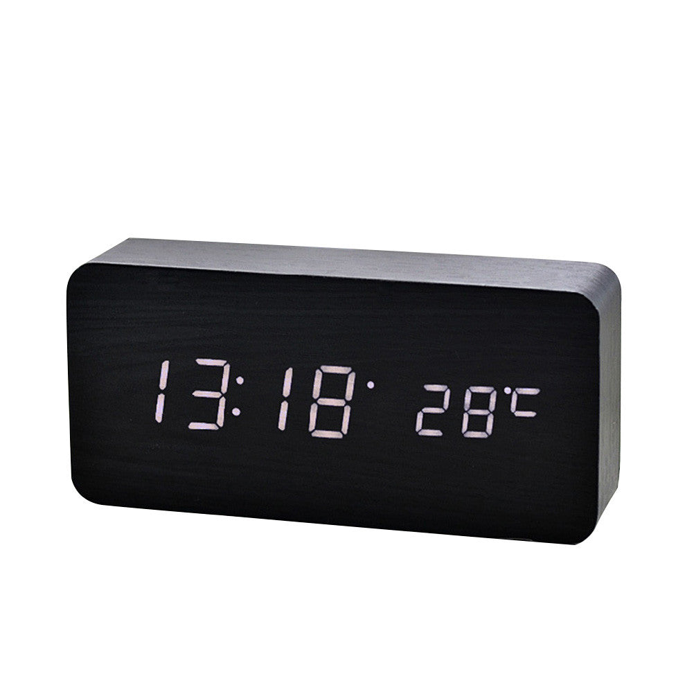 Skorter | Desk Dark Wooden Digital Alarm Clock with Temperature Display