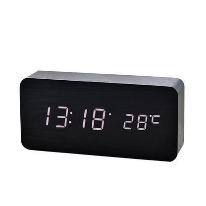 Skorter | Desk Dark Wooden Digital Alarm Clock with Temperature Display