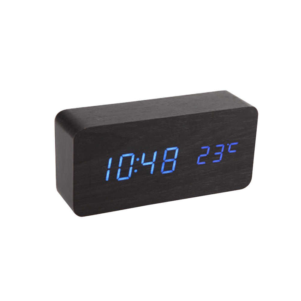 Skorter | Desk Dark Wooden Digital Alarm Clock with Temperature Display