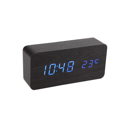Skorter | Desk Dark Wooden Digital Alarm Clock with Temperature Display