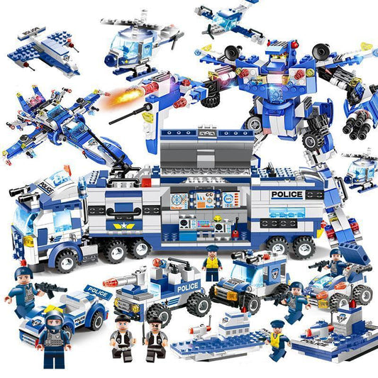 Skorter | 8 IN 1 Robot Aircraft Car City Police SWAT Building Block