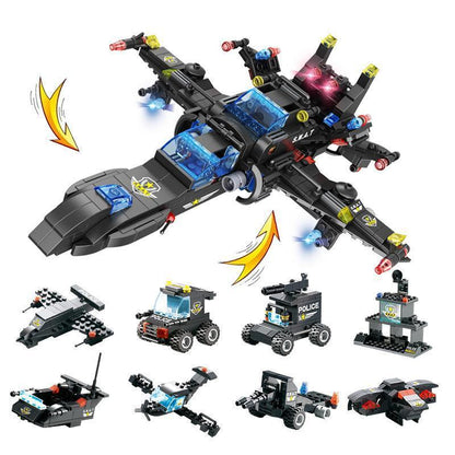 Skorter | 8 IN 1 Robot Aircraft Car City Police SWAT Building Block