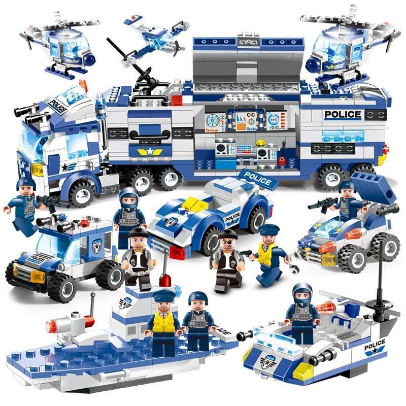 Skorter | 8 IN 1 City Police Truck Station Building Block Series SWAT Toy Gift For Kids