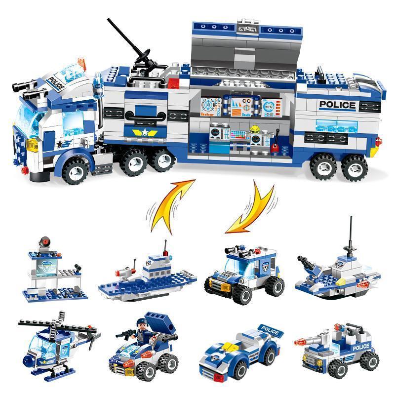 Skorter | 8 IN 1 City Police Truck Station Building Block Series SWAT Toy Gift For Kids