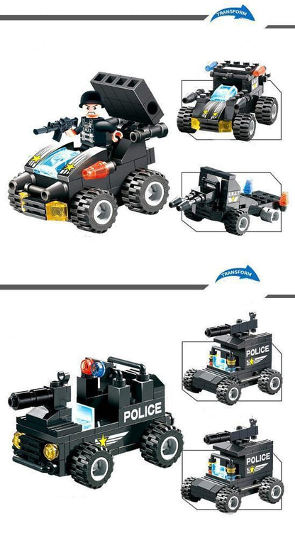 Skorter | 8 IN 1 Robot Aircraft Car City Police SWAT Building Block
