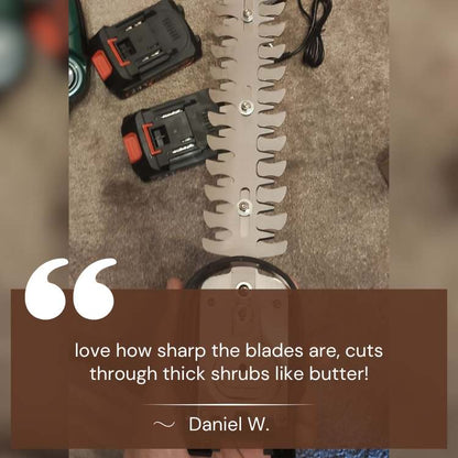 Skorter | Cordless Hedge & Shrub Trimmer | 2-in-1 Cutting Heads, Lightweight & Ergonomic for Effortless Garden Maintenance