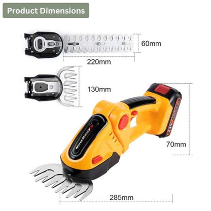 Skorter | Cordless Hedge & Shrub Trimmer | 2-in-1 Cutting Heads, Lightweight & Ergonomic for Effortless Garden Maintenance