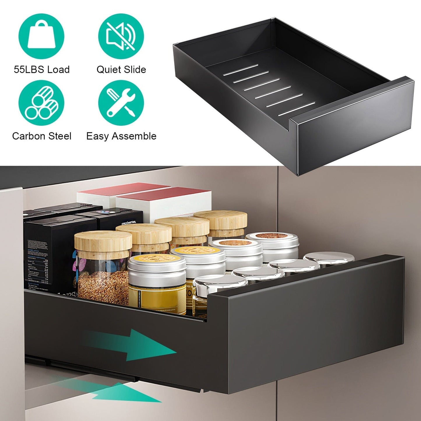 Skorter | Expandable closet organizer in carbon steel with silent sliding rod