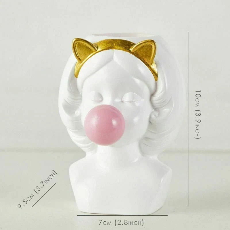 Skorter | Cute Bubblegum Girl Ceramic Face Vase