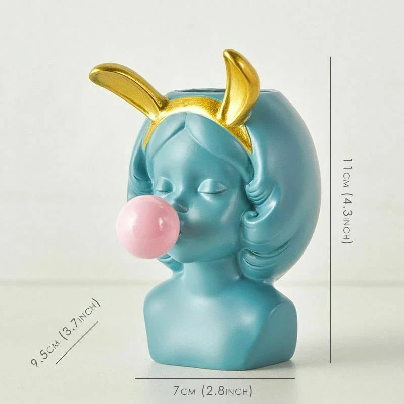 Skorter | Cute Bubblegum Girl Ceramic Face Vase