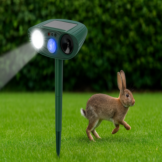 Skorter | Solar Powered Ultrasonic Rabbit Repeller with Flashing Light – Effective Pest Control for Gardens and Yards