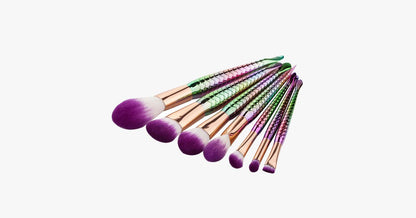 Skorter | 7 Pieces Rainbow Mermaid Brush Set - Unique Colorful Brush Set Perfect for Comprehensive Makeup