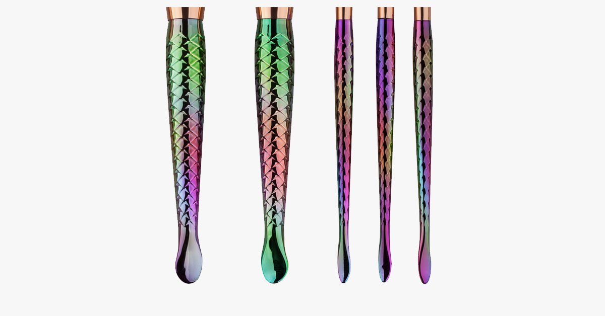 Skorter | 7 Pieces Rainbow Mermaid Brush Set - Unique Colorful Brush Set Perfect for Comprehensive Makeup