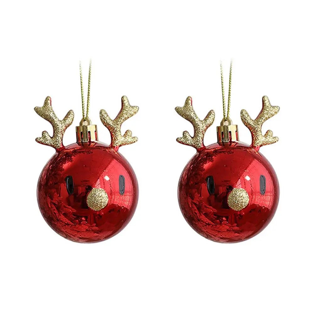 Skorter | Red Christmas Ornament Balls with Charming Elk Scene – Festive Tree Pendants for Holiday Magic