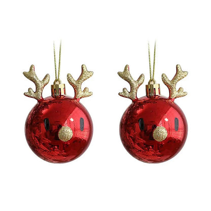 Skorter | Red Christmas Ornament Balls with Charming Elk Scene – Festive Tree Pendants for Holiday Magic