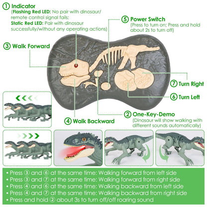 Skorter | Remote-Controlled Dinosaur with 3D Eye Roaring Sounds for 3-12 Years Old
