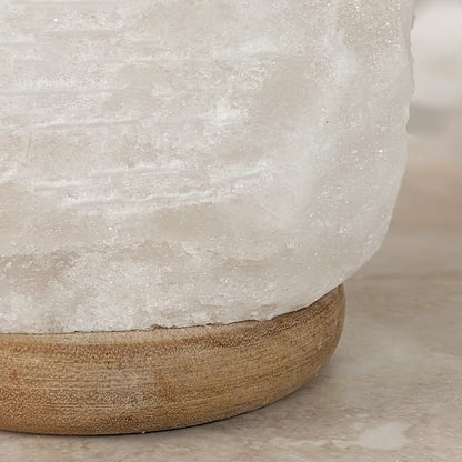 Skorter | Relive White Natural Salt Lamp on Wooden Base
