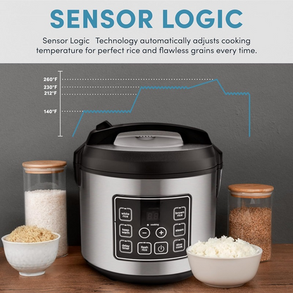 Skorter | 20-Cup Multifunctional Digital Rice Cooker – Stainless Steel with Sensor Logic Technology