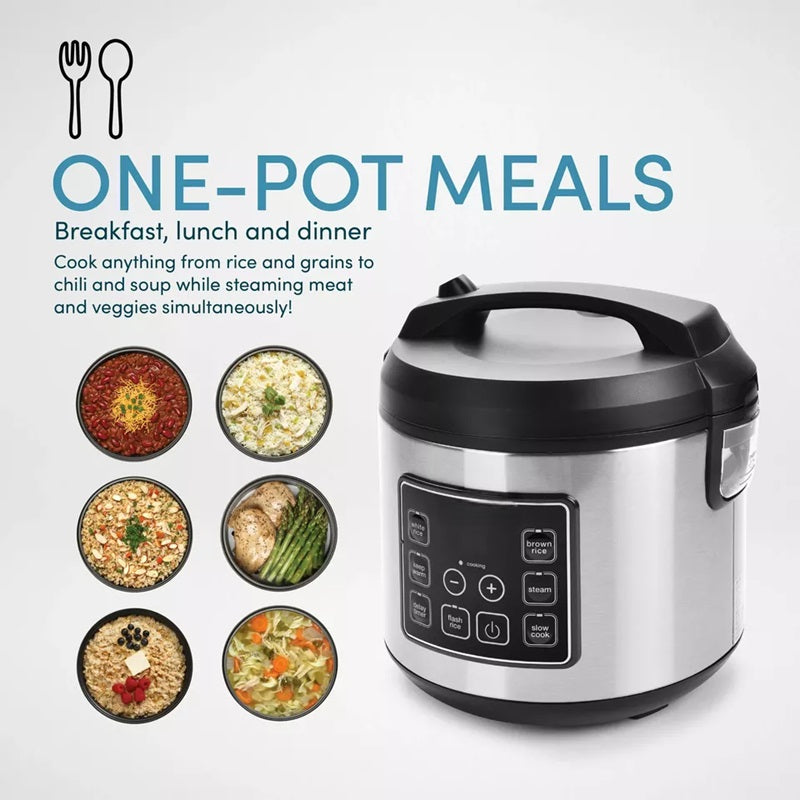 Skorter | 20-Cup Multifunctional Digital Rice Cooker – Stainless Steel with Sensor Logic Technology