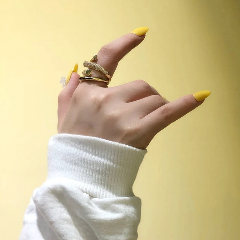 Skorter | Adjustable Gold Micro Setting Rhinestone Binded Ring