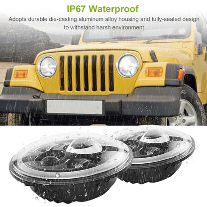 Skorter | Round LED Headlight Halo Angel Eyes for Jeep Wrangler