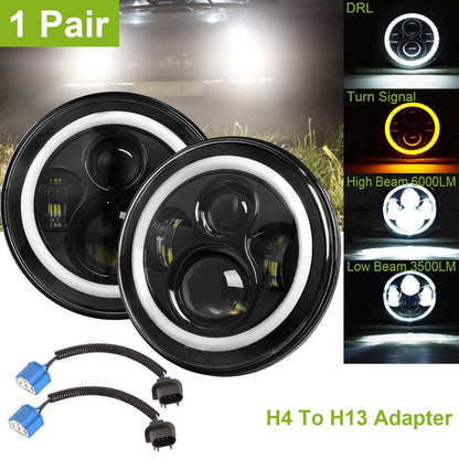Skorter | Round LED Headlight Halo Angel Eyes for Jeep Wrangler